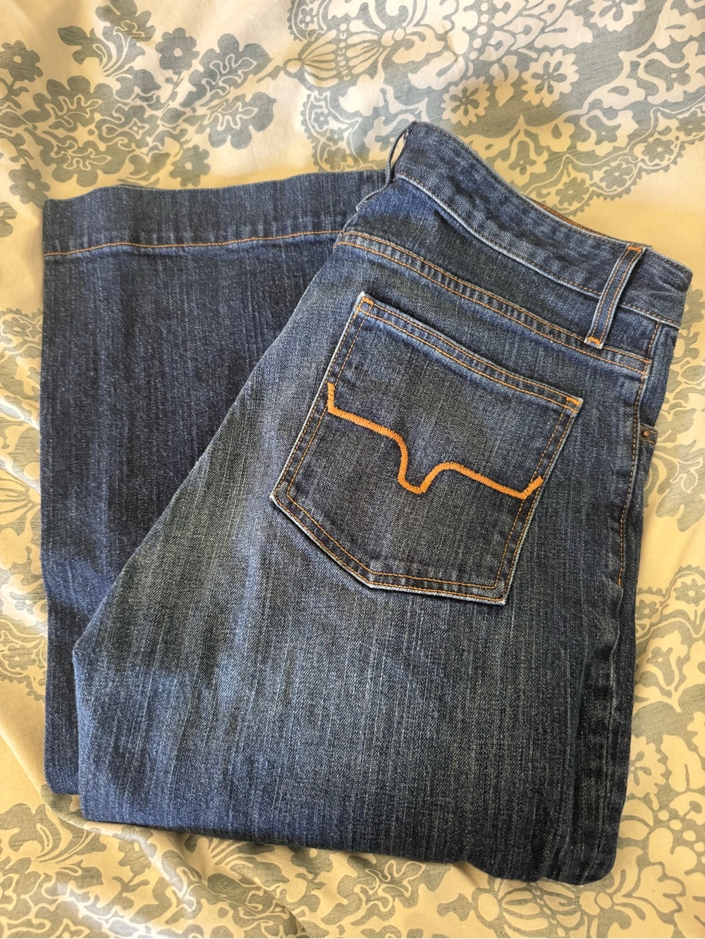 Kimes Ranch Women’s Boot Cut Jeans - Dark Blue with Orange Stitching